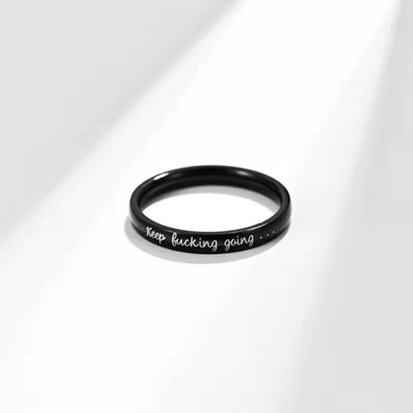 New! Keep F#!king Going Stainless Steel Silver Inspiring Minimalist Ring Size 7 - Picture 3 of 3